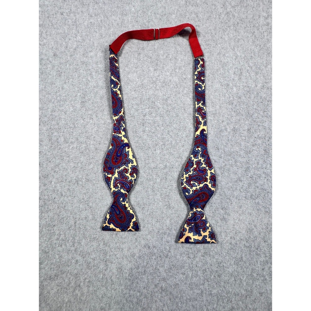 Turnbull & Asser Mens Silk Bow Tie Paisley Red Blue Yellow Made in England